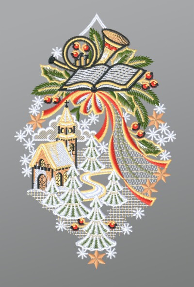 ArtikelbildFensterbild aus Plauener Spitze® - Musikalische Winterlandschaft #1W mehrfarbig