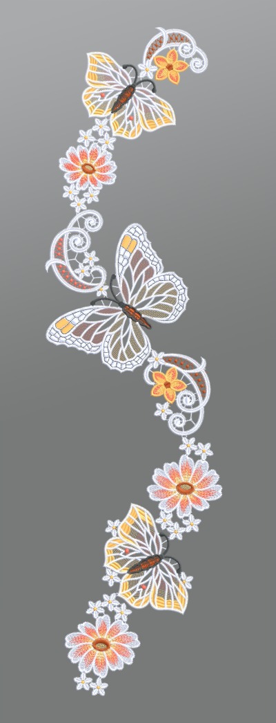 ArtikelbildFensterbild aus Plauener Spitze® - Schmetterlingsgirlande #1W mehrfarbig