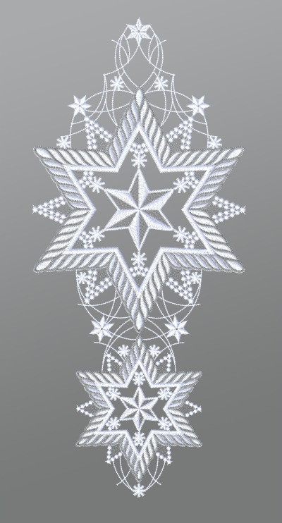 ArtikelbildFensterbild aus Plauener Spitze® - Silbersterne #1W in Silber