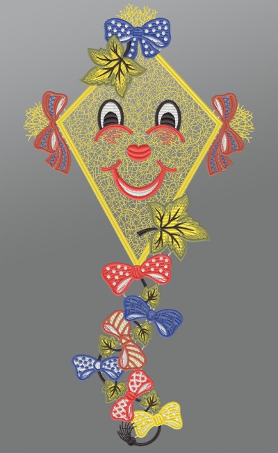 ArtikelbildFensterbild aus Plauener Spitze® - fröhlicher Herbstdrachen #1W mehrfarbig