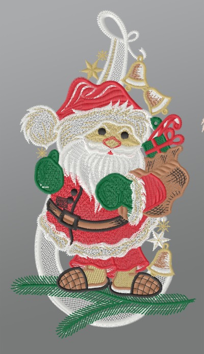 ArtikelbildFensterbild aus Plauener Spitze® - Niedlicher Weihnachtsmann #1W mehrfarbig
