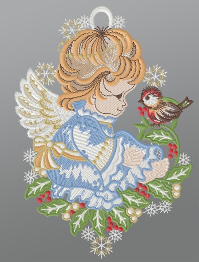 ArtikelbildFensterbild aus Plauener Spitze® - Niedlicher Engel #1W mehrfarbig