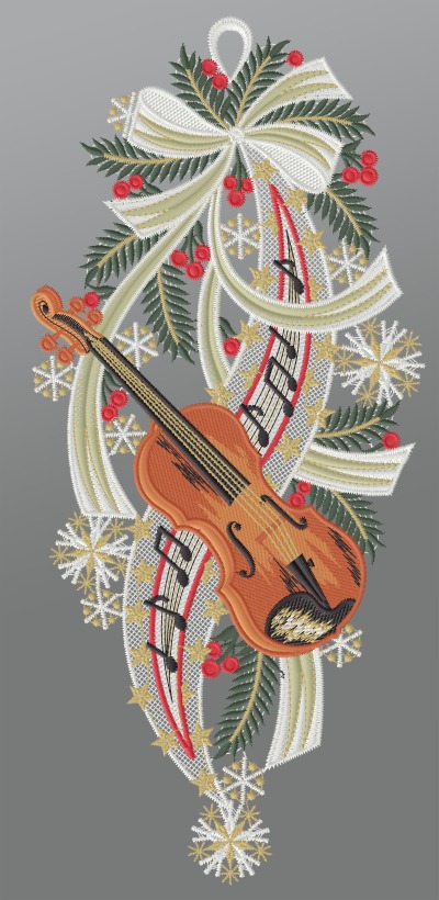 ArtikelbildFensterbild aus Plauener Spitze® - Weihnachtsmelodie #1W mehrfarbig