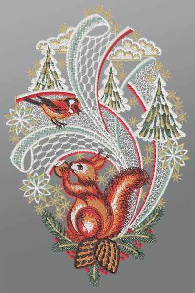 ArtikelbildFensterbild aus Plauener Spitze® - Waldtiere #1W mehrfarbig