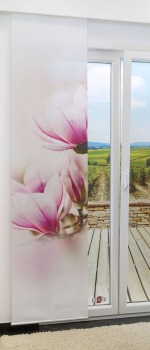 Schiebegardinen Schiebegardine 245cm x 60cm, mit Motiv Magnolienblüten