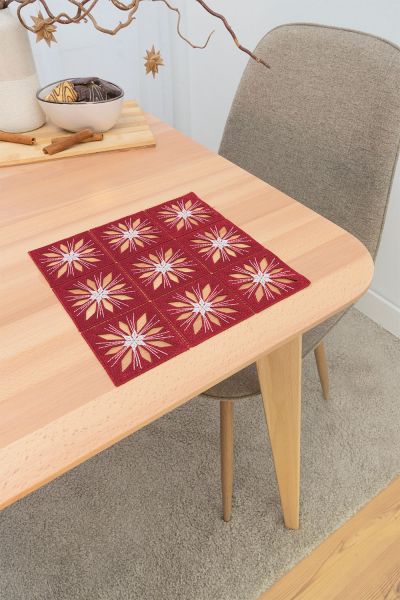 Deckchen Plauener Spitze® #1W Sternchenglanz in Rot