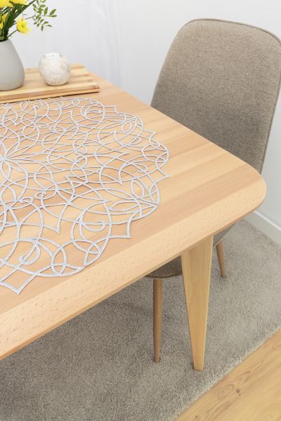 runde Mitteldecke Plauener Spitze® #1W Najara in Silber