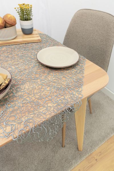 Tischdecke Plauener Spitze® #1W Tara in Grau