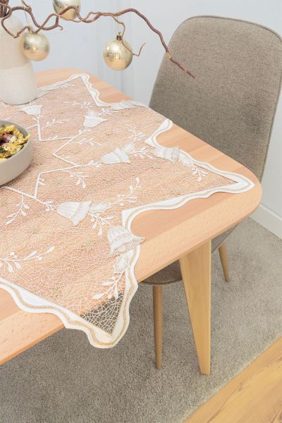 ovale Tischdecke Plauener Spitze® #1W Sternentanz in Gold