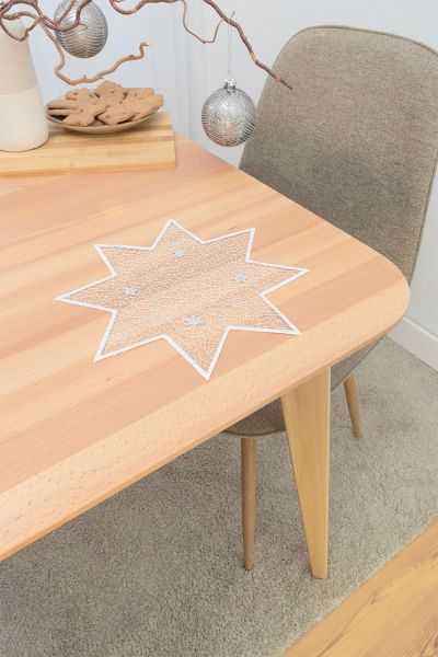 Deckchen Plauener Spitze® #1W Sternentanz in Silber