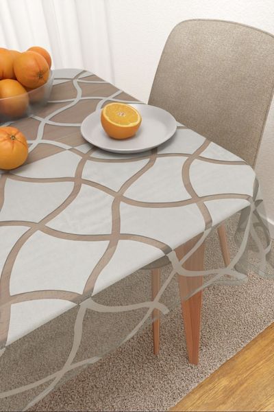 Tischdecke eckig Lysel #3J Bollnät in steingrau