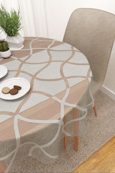 Tischdecke rund Lysel #3J Bollnät in steingrau