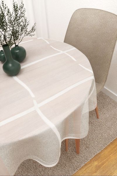 Tischdecke rund Lysel #3J Ikkuna in reinweiß