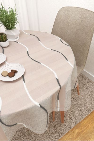 Tischdecke rund Lysel #3J Konya in grau