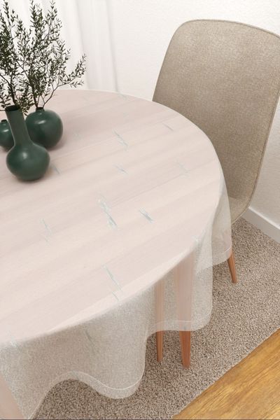 Tischdecke rund Lysel #3J Morelia in silbergrau