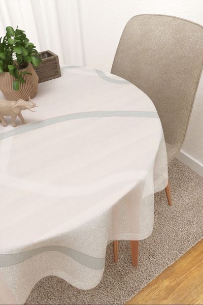 Tischdecke rund Lysel #3J Vägnet in steingrau