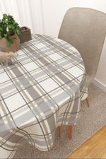 Tischdecke rund in beige