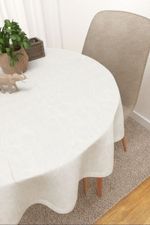 Tischdecke rund in Beige