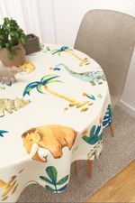 Tischdecke rund in Beige