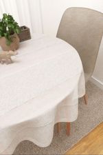 Tischdecke rund in Beige