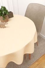 Tischdecke rund in beige