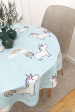 Tischdecke rund in Blau