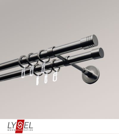 Lysel - SET Opal 160cm Doppelträger geschlossen 2-Lauf mit Endstücke Zylinder in titan