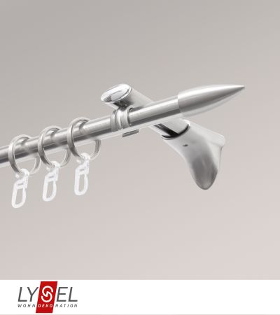 Lysel - SET Topaz 2-Lauf Doppelträger offen 160cm Innenlauf mit Endstücke Kappe in Edelstahl-Optik