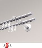 Vorschau Lysel - SET Opal Innenlauf 160cm 2 Lauf Doppel-Kombiträger offen mit Endstücke Kappe in Weiß #1W edelstahl-optik