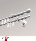 edelstahl-optik Vorschau Lysel - SET Opal Innenlauf 160cm 2 Lauf Doppel-Kombiträger offen mit Endstücke Kugel in Weiß #1W edelstahl-optik