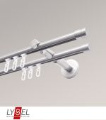 edelstahl-optik Vorschau Lysel - SET Opal Innenlauf 160cm 2 Lauf Doppel-Kombiträger offen mit Endstücke Zylinder in Weiß #1W edelstahl-optik