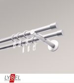 edelstahl-optik Vorschau Lysel - SET Opal 160cm Doppel-Kombiträger offen 2-Lauf mit Endstücke Kappe in Weiß #1W edelstahl-optik